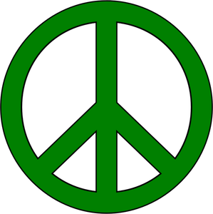 Grafica vettoriale di simbolo di pace verde con bordo nero