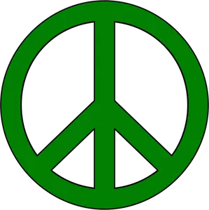 Vector graphics of green peace symbol with black border