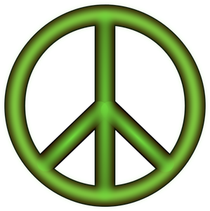 Vector drawing of green 3D peace symbol