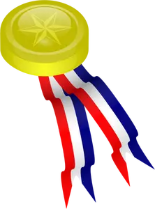 Gold medal with ribbons vector illustration