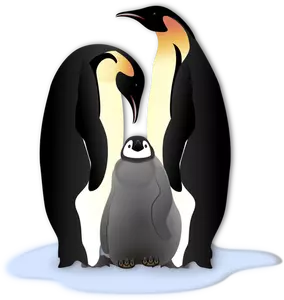 Famille pingouin en illustration couleur