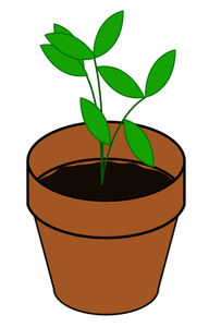 Immagine di vettore di semplice pianta in un vaso di terracotta