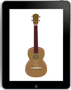 Tablet computer with guitar on it vector clip art
