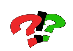 Vector graphics of red and green question and exclamation marks