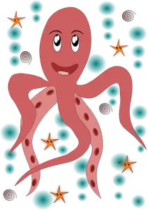 Vector drawing of pink octopus
