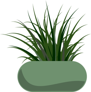 Grafica vettoriale di erba piantata in una fioriera moderna verde