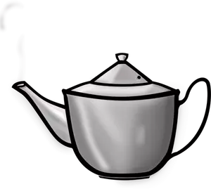 Vector image of steaming metal teapot