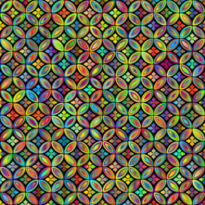 Regenbogenfarbenen Tapete mit Blumen und Kreise