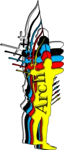 Векторное изображение лучника человек силуэт в множественных цветах