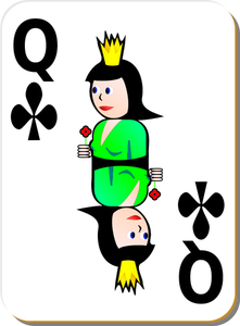 Queen of Clubs gaming card vector illustration