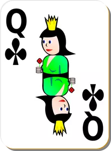 Queen of Clubsin pelikorttivektorikuva