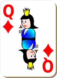 Elmas oyun kartı vektör çizim kraliçesi