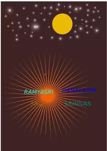 Sol, vektor stjärnor och en taggiga orange stjärna bild