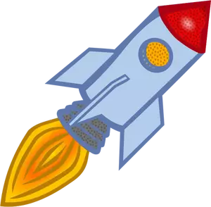 Vector clip art of blue cartoon rocket