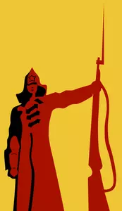 Tentara merah muda prajurit dalam poster gaya ilustrasi