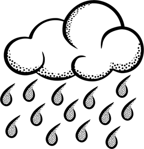 Vector illustration of think line art rainy cloud