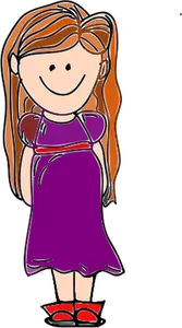 Young lady with long  brown hair vector clip art