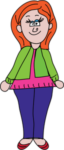 Vector illustration of funny comic lady standing