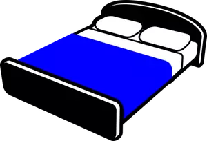 Tempat tidur dengan selimut biru