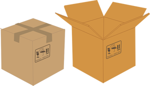 Vector clip art of sealed and open cardboard boxes