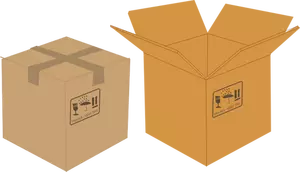 Clipart vetorial de caixas de papelão fechadas e abertas