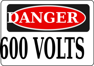 Pericol 600 volţi semn vector imagine