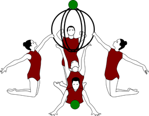 Vector image of rhythmic gymnastics with bows and ball