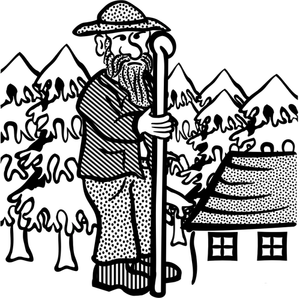 Clip art of old man with a shepherd's stick