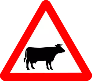 Imagem vetorial de gado na estrada roadsign