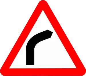 Bend to the right traffic sign vector graphics