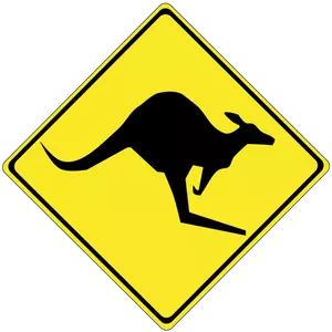 Kangourou sur attention route signe image vectorielle