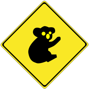 Koale na drodze wektor znak drogowy