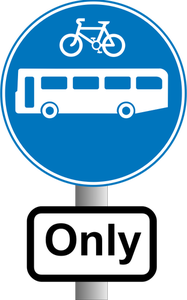 Autobus e biciclette uniche informazioni traffico segno immagine vettoriale