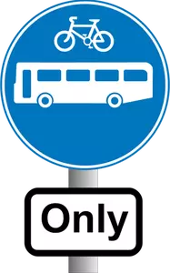 Autobusy i rowery tylko informacje o ruchu znak grafika wektorowa