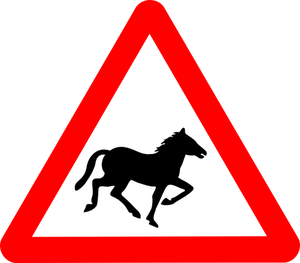 Koń na drodze wektor znak ostrzegawczy