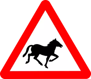 Häst på väg vektor varningstecken