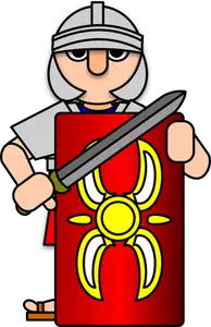 Roman Soldier behind shield