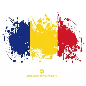 Romanian flag in ink spatter shape