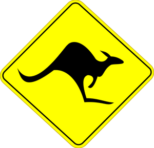 Vektör grafikleri kanguru yol dikkat üzerinde kayıt