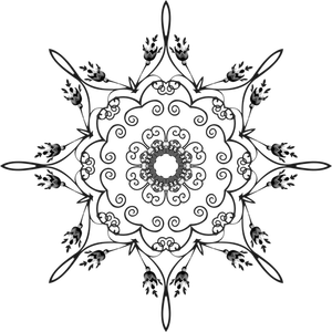 Mandala de flores en blanco y negro