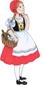 Vector clip art of woman holding basket with food