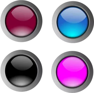 Desenho de vetor de botões brilhantes redondos