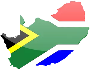 Vector graphics of country shape South Africa flag
