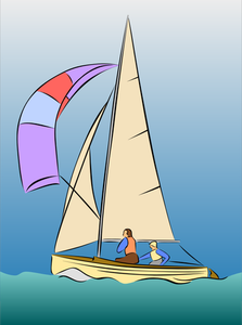 Dessin vectoriel de bateau à voile couleur