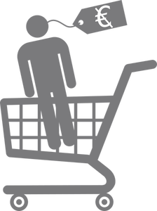 Clip art of man in a shopping cart
