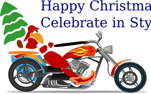 Santa le motard sur illustration vectorielle chopper