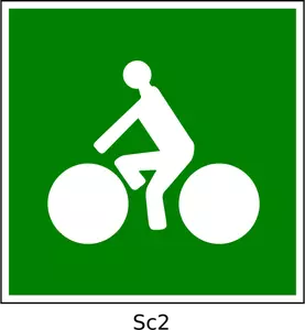 Clip-art vetor de sinal de bicicleta caminho quadrado verde