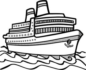 Lijn kunst vector tekening van grote cruiseschip