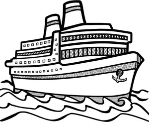 Line art vector drawing of large cruise ship