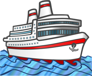 Vector graphics of color large cruise ship